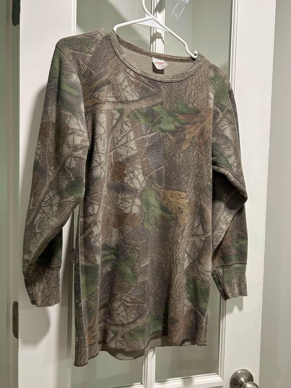 Vintage Camo Waffle Knit Long Sleeve Crew
